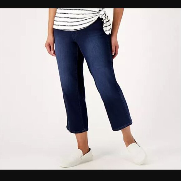 Belle by Kim Gravel Guacho Pull On Crop Jeans Womens 16P Blue Petite Denim OO04X - Picture 1 of 8